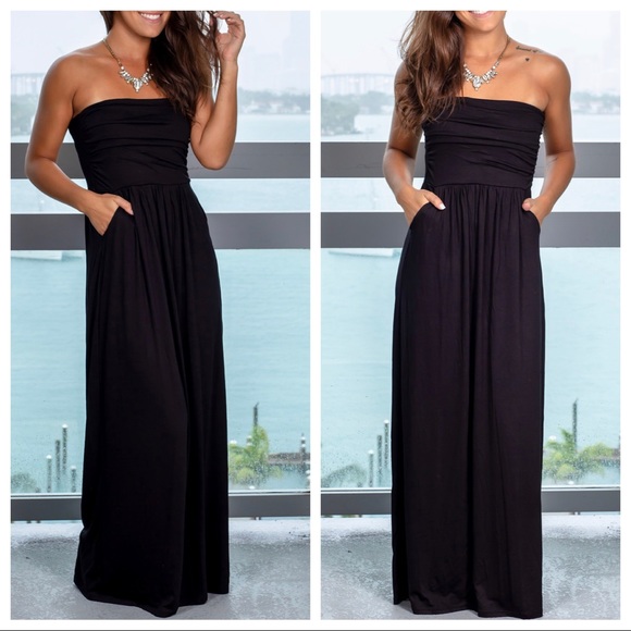 ShopEvelynne Dresses & Skirts - 06 Black chic tube maxi dress with side pockets